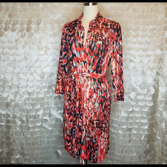 CAbi Dresses & Skirts - CAbi Watercolor Jersey Shirt Dress Size M